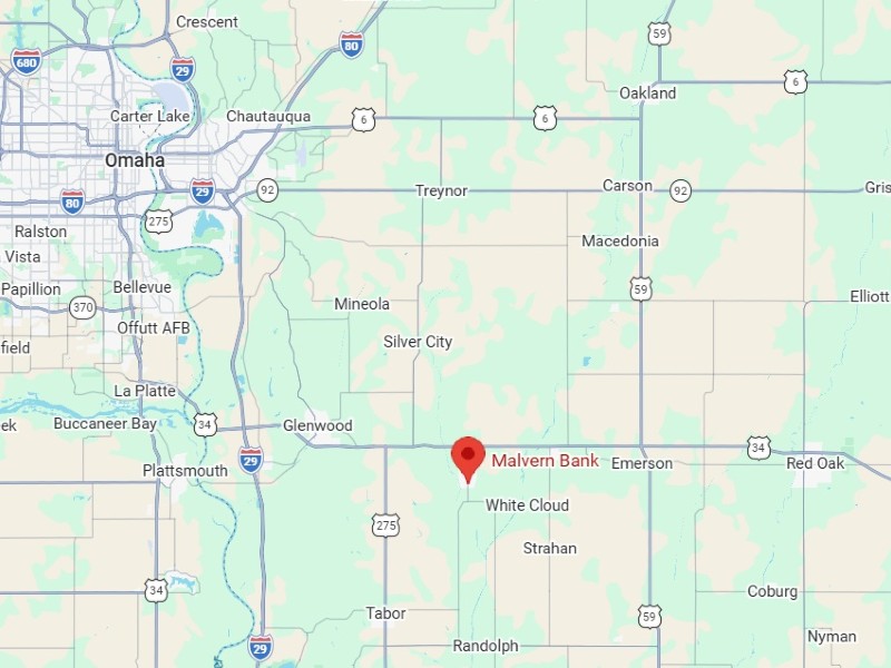 Map showing location of Malvern Bank